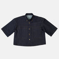 Cropped Oversized Denim Shirt - Dark Indigo