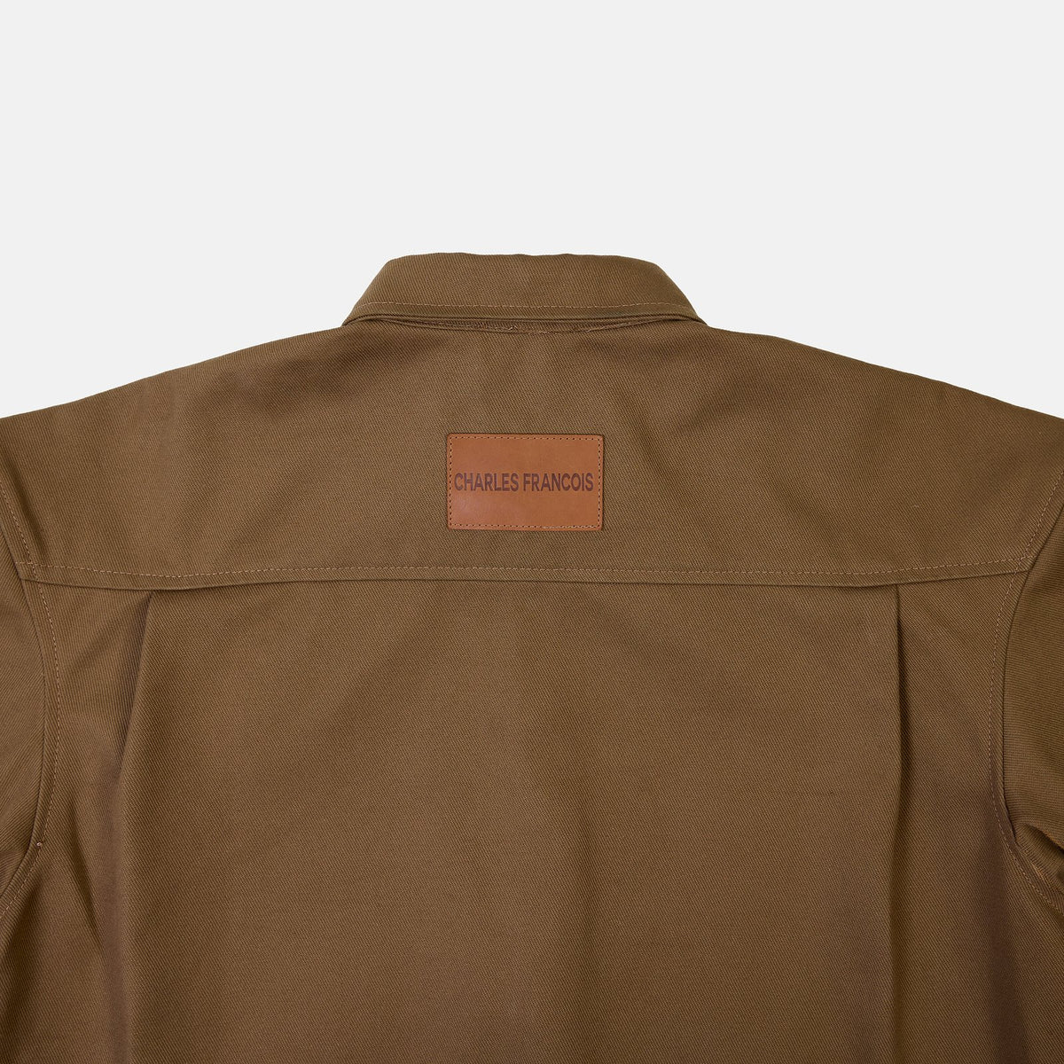 Cropped Short-Sleeve Shirt in Brown, detail