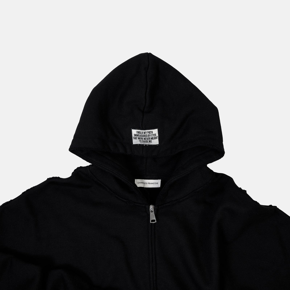 Cropped Oversized Zip-Up Hoodie in Black, back