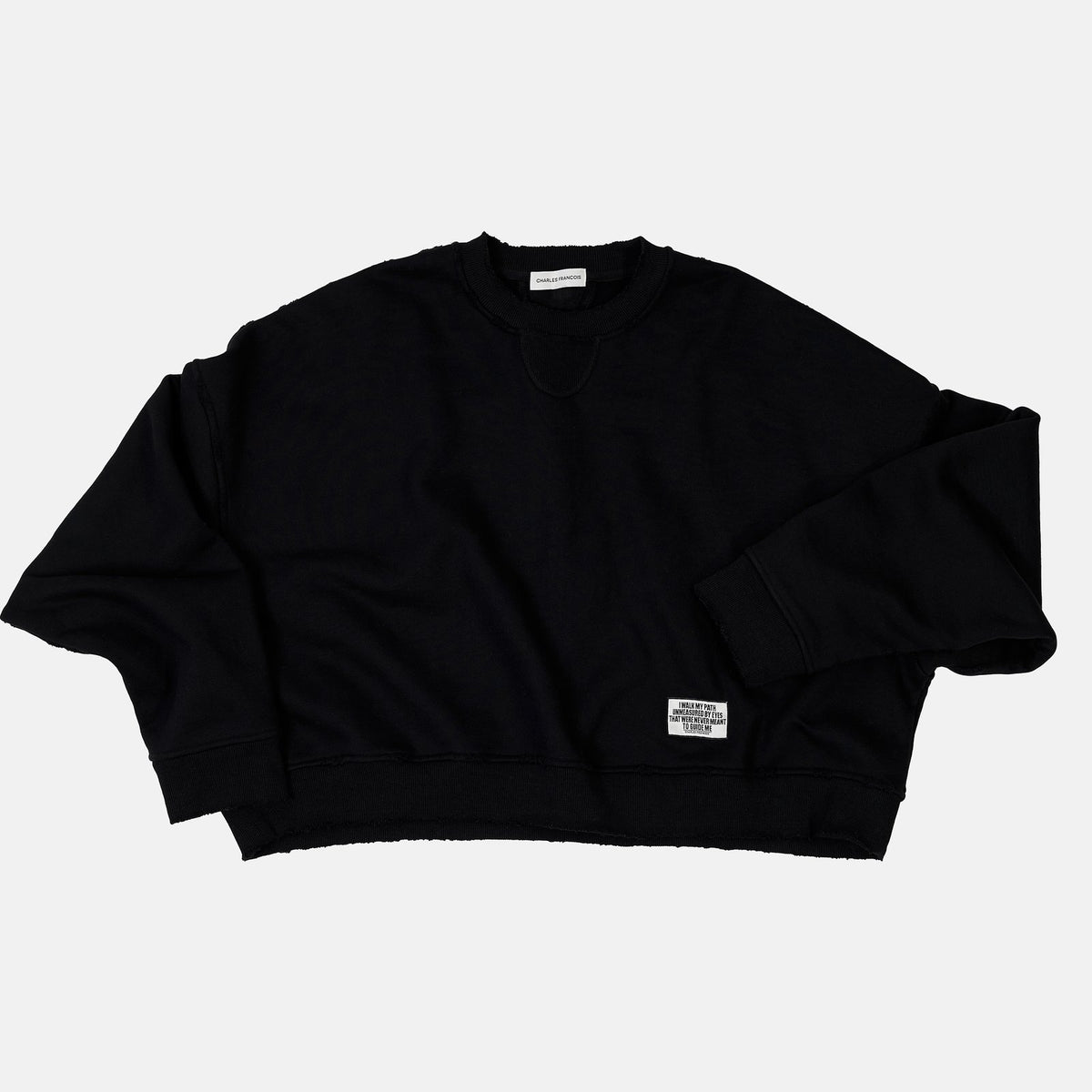 Cropped Oversized Sweatshirt in Black, front