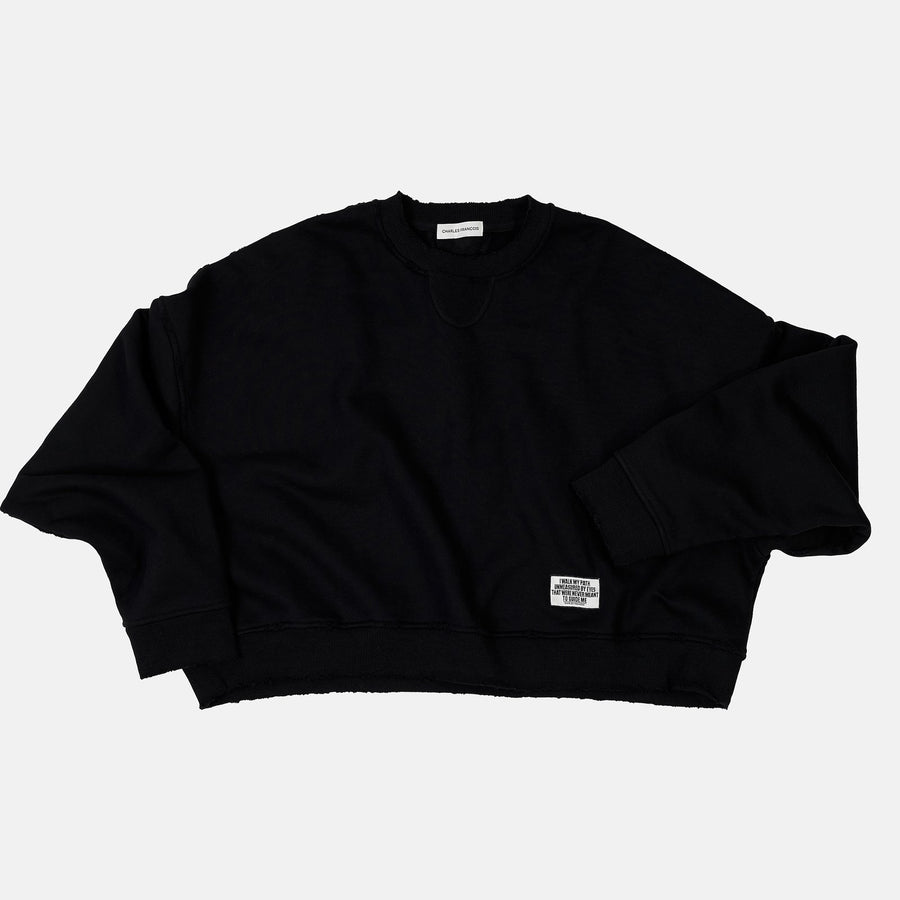 Cropped Oversized Sweatshirt in Black, front