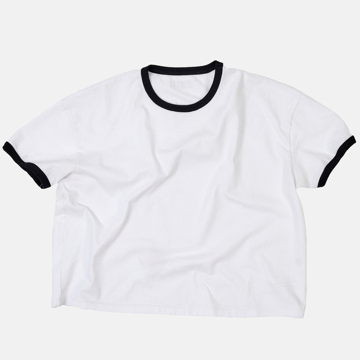 Cropped Ringer T-Shirt in White/Black, back
