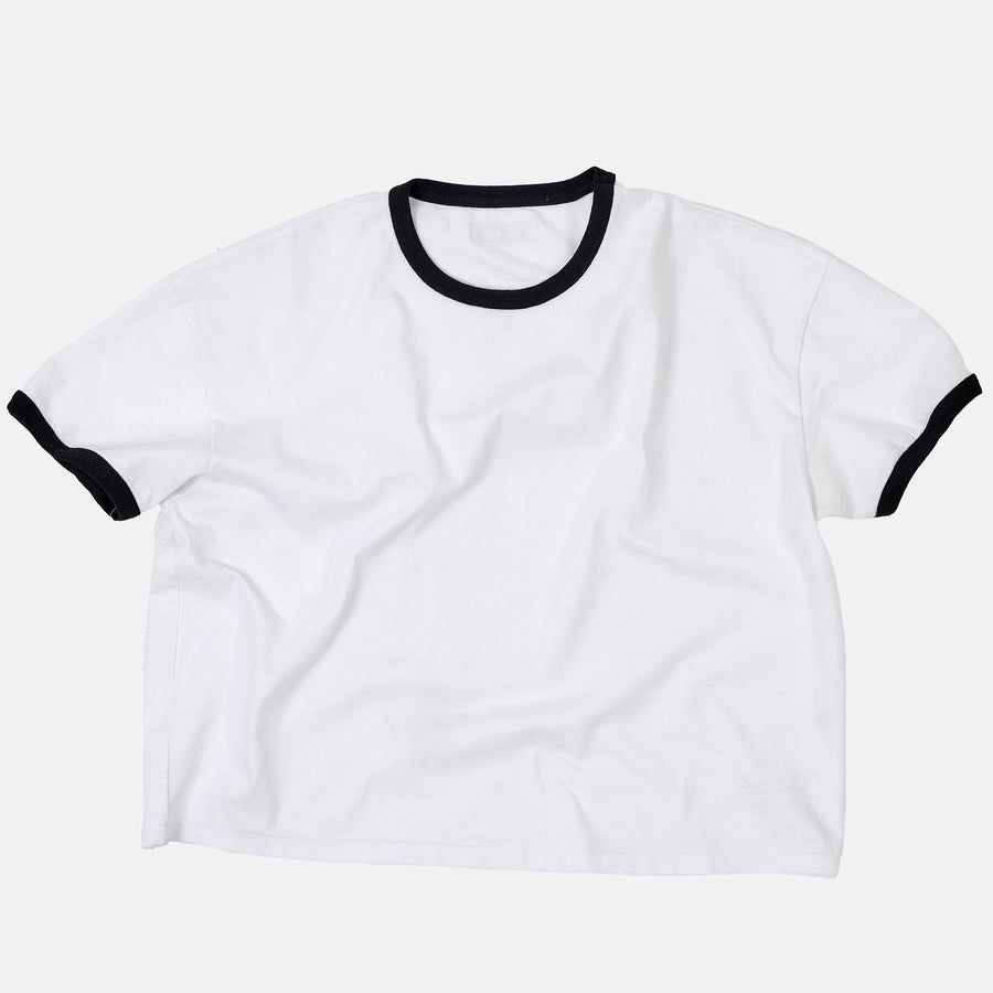 Cropped Ringer T-Shirt - White/Black
