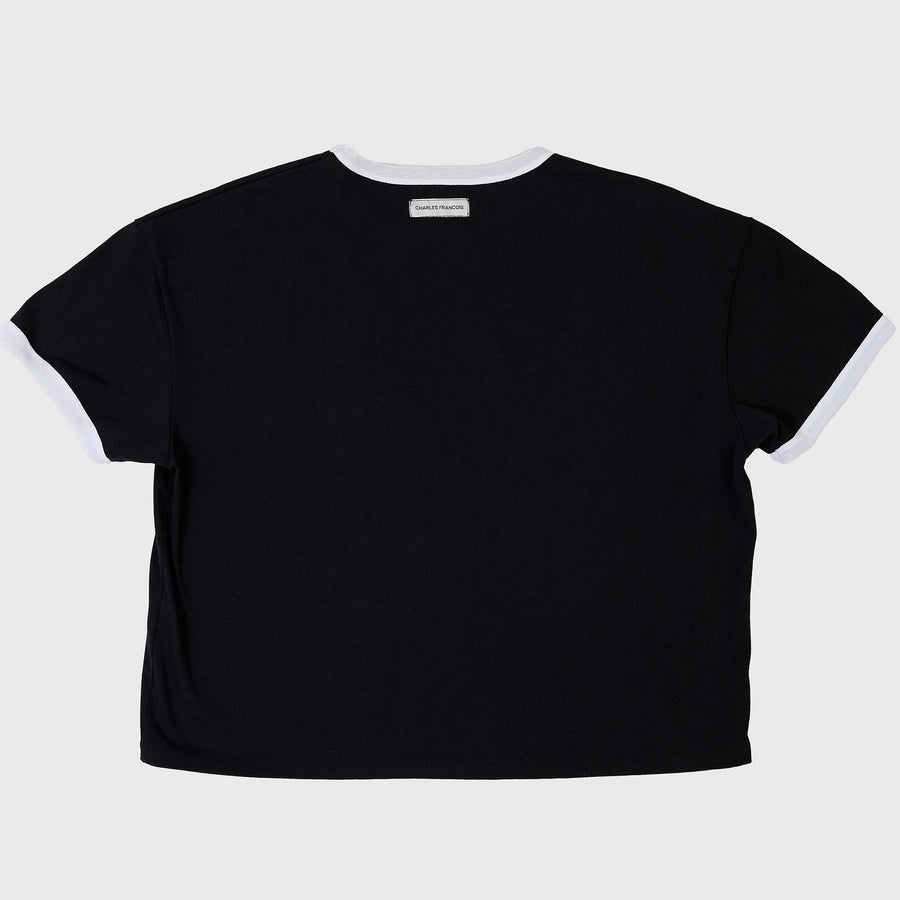 Cropped Ringer T-Shirt - Black/White