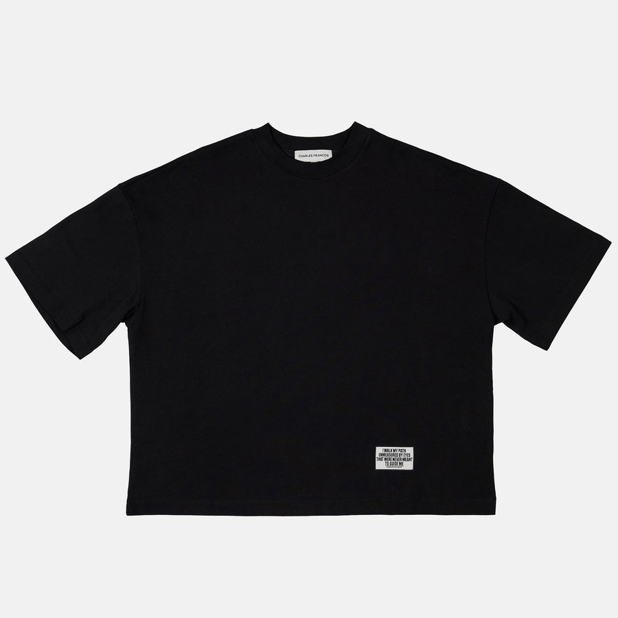 Cropped Boxy T-Shirt in Black, front